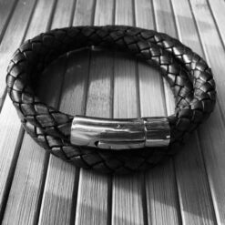 Doppel Geflochtenes Lederarmband 8mm für Damen und Herren mit Edelstahl Druckverschluss, ideal für den Strand oder im Büro. 100% Wasserfest !