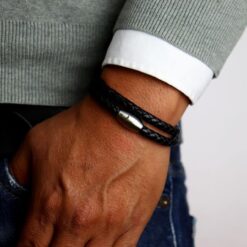 Doppelt Lederarmband Magnetverschluß Wickelarmband