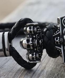 Herrenarmband Thor Hammer Totenkopf Maennerarmband