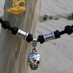 Leder halskette Totenkopf Herrenkette