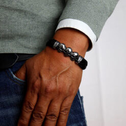 Lederarmband Maennerarmband Totenkopf Herrenarmband1