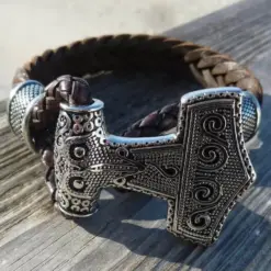 Lederarmband Mjölnir Thorshammer Wikinger für Damen und Herren