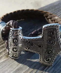 Lederarmband Mjölnir Thorshammer Wikinger