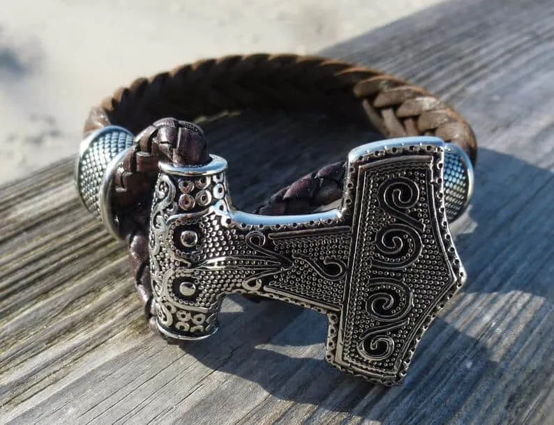 Lederarmband Mjölnir Thorshammer Wikinger