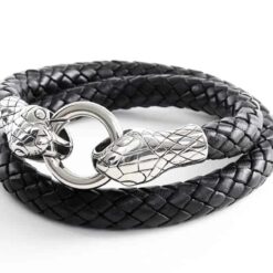 Unisex Leder Wickelarmband Schlange für Damen und Herren