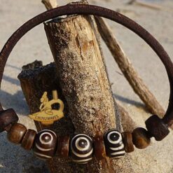 Surferarmband Pico-Alto Herrenarmband Damenarmband - Surfer Armband für Damen und Herren aus Doppel Leder - Natur Material aus Knochen & Kokosnuss !