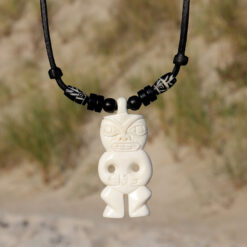 Surferhalskette Tiki Lederkette Neuseeland Maori Herren Halskette für Damen und Männer Leder Kette - Schutz Spirituelle Amulett Anhänger