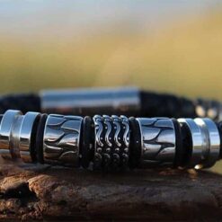 Geflochtenes Lederarmband 8mm Edelstahlverschluss