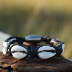 Geflochtenes Lederarmband Kaurimuschel Muschelarmband Für Damen und Herren