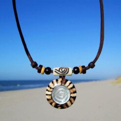 Lederkette Perlmutt Muschel Halskette für Damen - Halskette aus Doppel Leder Ideal für Strand