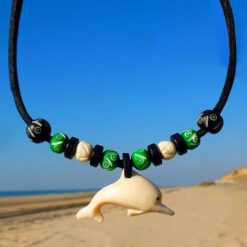 Lederkette Delfin Anhänger Halskette für Kinder, Damen und Herren - Ideal am Strand oder in der Stadt tragen. 100% Wasserfest . Männer Leder Halskette