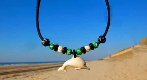 Lederkette Delfin Anhänger Halskette für Kinder, Damen und Herren - Ideal am Strand oder in der Stadt tragen. 100% Wasserfest . Männer Leder Halskette