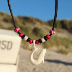 Lederkette Delfin Halskette Surferkette für Kinder, Damen und Herren , Handgefertigter Schmuck Aus Leder und Knochen , 100% Wasserfest !