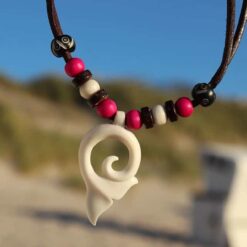 Unisex Lederkette Walflosse Anhänger für Damen und Herren - Doppel Leder Halskette , ideal für Strandliebhaber Ozean Surfer Halskette