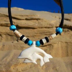 Surferkette Delfin Strandkette Delphin für Kindern, Damen und Herren , Kette Aus Leder mir Delfin Anhänger . Ideal für Strand und Sommer !