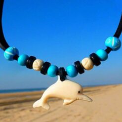 Lederhalskette Delfin Surferhalskette für Kinder, Damen und Herren. Leder Halskette ideal für Sommer, Strand 100% Wasserfest !