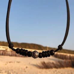 Lederhalskette Edelstahl Anhänger Unisex für Damen und Herren 100% Wasserfest