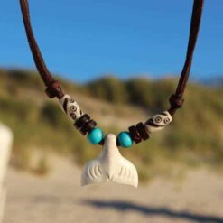 Lederkette Walflosse Anhänger Halskette aus Neuseeland. für Kinder, Damen und Herren als Glücksbringer ! ideal für Sommer 100% Wasserfest
