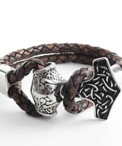 Männerarmband Thorshammer Mjölnir Lederarmband für Damen und Herren - Wikinger Armband Motorrad