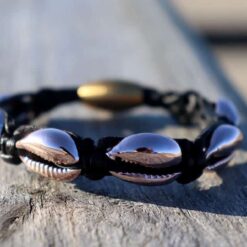 Geflochtenes Leder Gold Muschelarmband