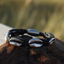 Silber Muschel-Armband Lederarmband Sylt
