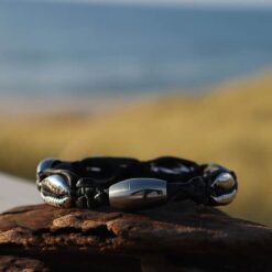 Silber Muschel-Armband Lederarmband Sylt