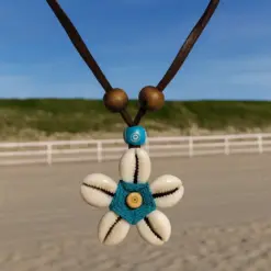 Blumenkette Muschel Hawaii Lederkette - für Damen und Surferinnen.