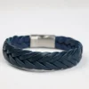 Breites Herren Lederarmband Marineblau - für Männer Geflochtenes Lederarmband , Sommer Kollektion, Ideal für alle Gelegenheiten