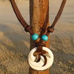 Damen Halskette Koru Farnblatt - für Somer Surfer Leder Kette