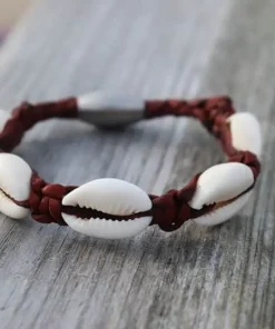 Damenarmband Kauri Muschel Herrenarmband - für Damen und Herren Strand Sommer Muschel Armband aus Leder