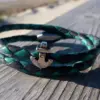 Freundschaftsarmband Aloha Surferarmband Damenarmband - Geflochtenes Doppelt Leder mit eine Anker aus Edelstahl Anhänger ideal für Sommer Strand und in der Stadt zu Tragen