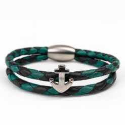 Freundschaftsarmband Aloha Surferarmband Damenarmband - Geflochtenes Rehleder türkis und Grau Farben.