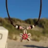 Halskette Muschelkette Blumenkette Lederkette -Ideal für Damen und Surferinnen Sommer Strand Schmuck