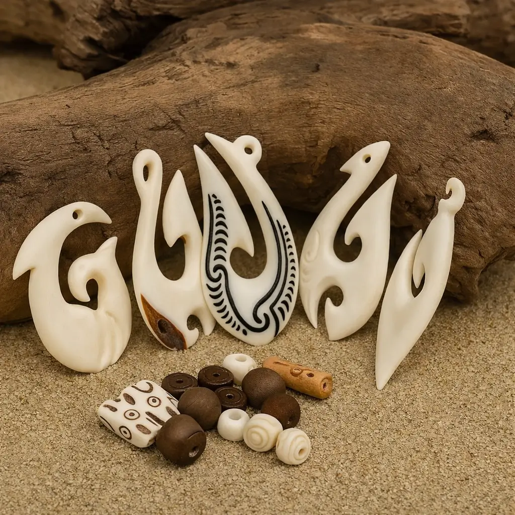 Holzkette Maori Hei Matau - Handgemacht Halskette.