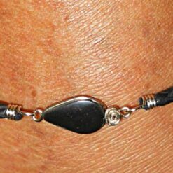 Leder Fußkettchen mit Onix Stein, elegantes Accessoire für Damen und Herren