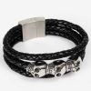 Geflochtenes Lederarmband Männerarmband Totenkopf Herren mit Edelstahlverschluss, perfekt für lässige und elegante Looks