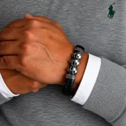 Lederarmband Maennerarmband Totenkopf Herrenarmband für Damen und Herren