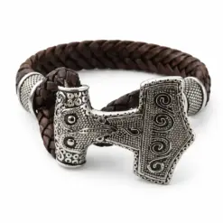 Handgemacht Lederarmband Mjölnir Thorshammer Wikinger für Damen und Herren.
