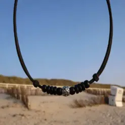 Lederhalskette Edelstahl Anhänger Unisex- ideal für Damen und Herren