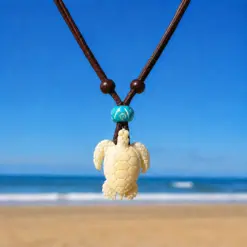 Handgefertigte Lederkette Schildkröte Halskette Surferkette - für Kinder, Damen und Herren.