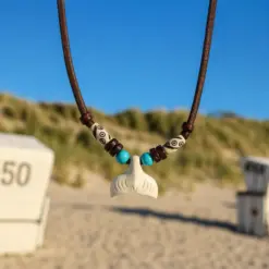 Lederkette Walflosse Anhänger Halskette aus Neuseeland. für Kinder, Damen.