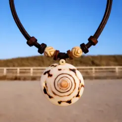 Handgemachte Muschelkette Damen Halskette Lederkette.