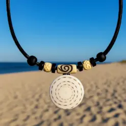 Muschelkette Hawaii Halskette Damenkette - Damen Muschel Lederkette für Strand oder Büro zu Tragen.