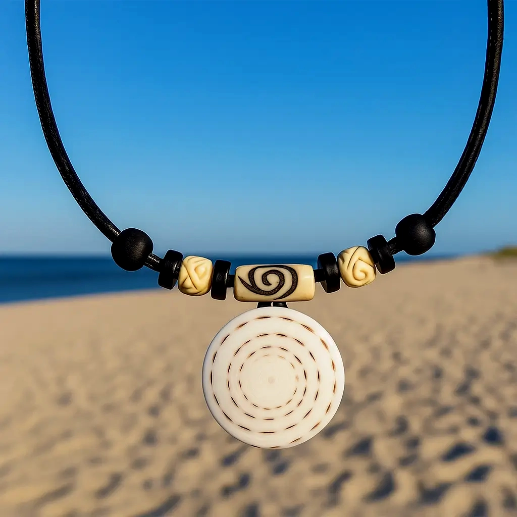 Muschelkette Hawaii Halskette Damenkette - Damen Muschel Lederkette für Strand oder Büro zu Tragen.