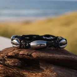 Silber Muschel-Armband Lederarmband Sylt für Damen und Herren.