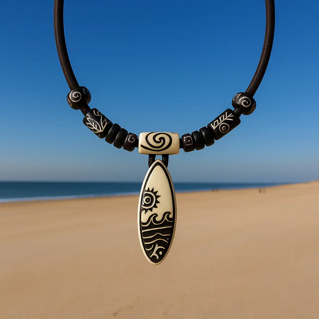 Surfer Halskette aus Leder ideal für Damen und Herren.