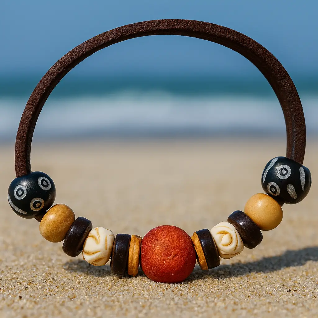 Surferarmband Hossegor Koralle Lederarmband - Surfer Leder Armband für Damen und Herren