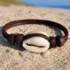 Surfer Armband Kauri Muschel Armband - Surfer Lederarmband für Damen und Herren 100% Wasserfest.