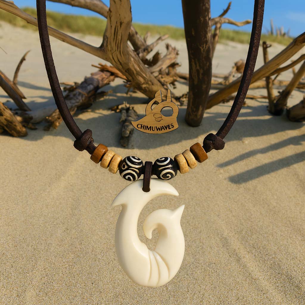 Surferkette Hei Matau der Angelhaken aus Geschnitzte Knochen . Neuseeland Schmuck