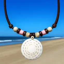 Surferkette Muschelkette Damenkette Lederkette - für Damen und Herren. Salzwasserfest.